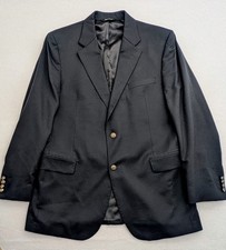 Jos A Bank Men's Blazer 43L Black Wool Cashmere Brass Buttons