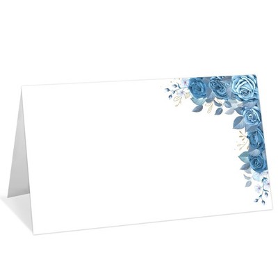 25 Pack Blue Floral Place Cards Printable Tent Food Buffet Name Banquet