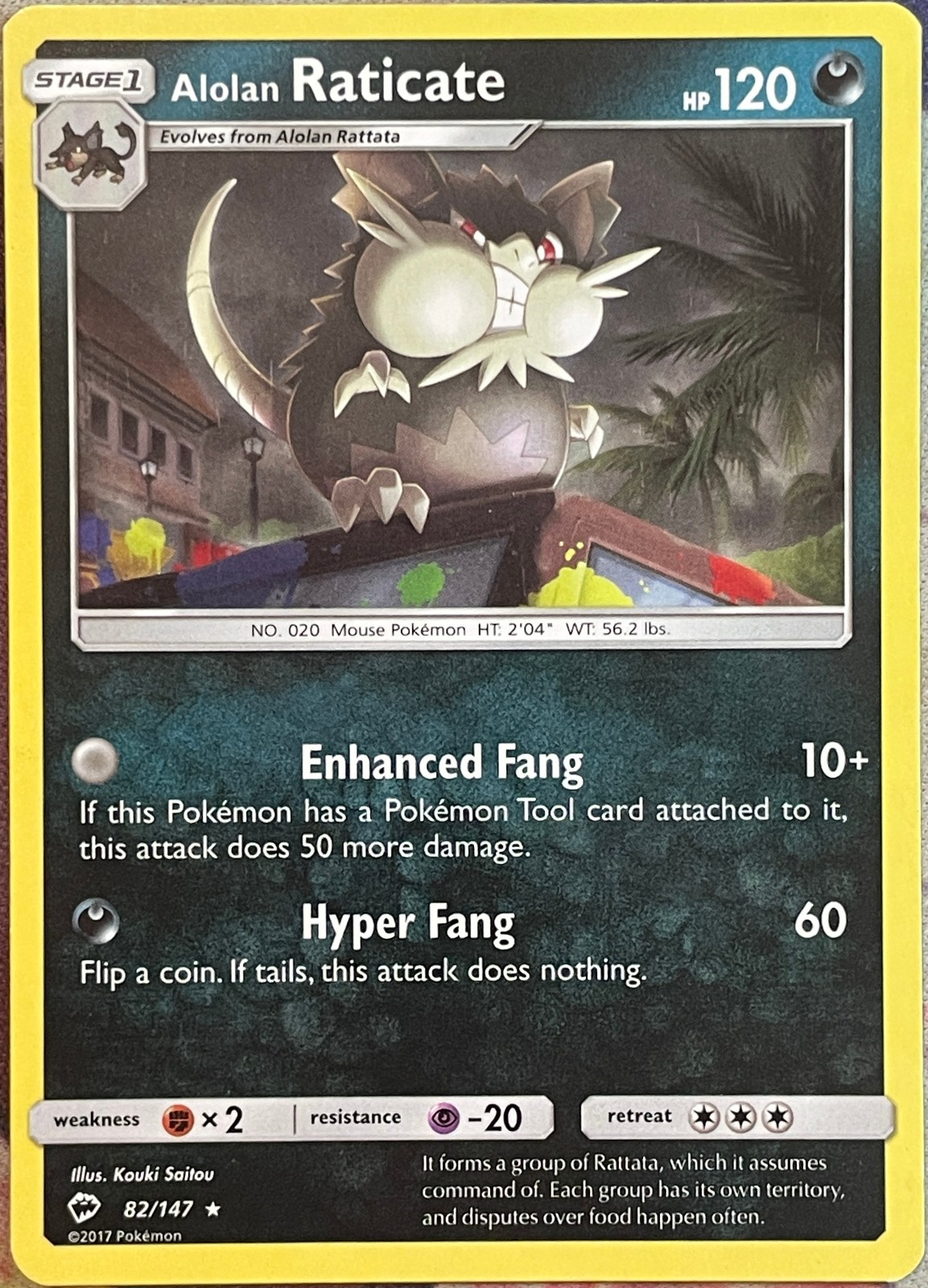 Alolan Raticate Rare - 82/147 - Burning Shadows Pokemon 2017