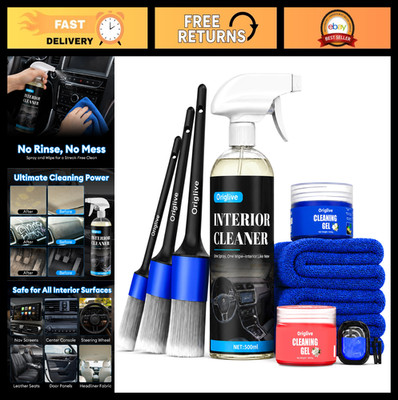 10-Piece Car Interior Cleaning Kit - No-Rinse Deep Clean, Brushes, Towels & Air