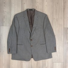 Lauren Ralph Lauren Silk Wool Blazer 50L Grey Blue Houndstooth Sport Coat Mens