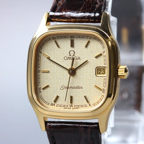 [Near MINT] Vintage 1984 OMEGA Seamaster Cal.1426 Quartz Gold Date Women's Watch