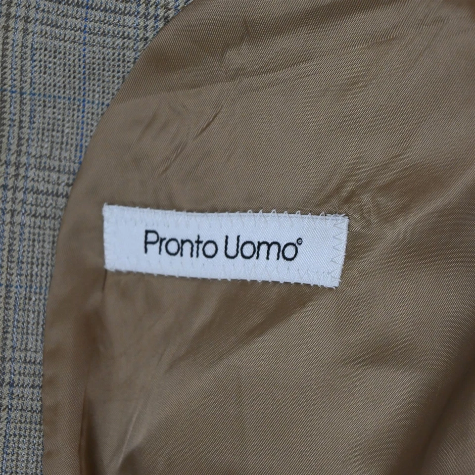 NEW Pronto Uomo 46L Beige Glenn Check Mens Blazer Suit Jacket Sport Coat - Image 4 of 4