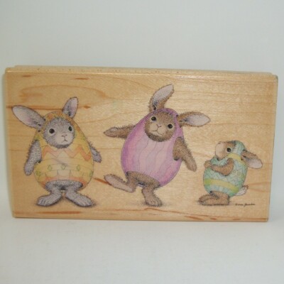 Rabbit Rubber Stamp - Easter Bunny Wood Mounted Stamp For Crafting