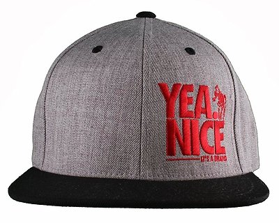 Yea Nice # Funtimes Men's Gry-Blk-Red Embroidered O/S Snapback Baseball Cap NWT