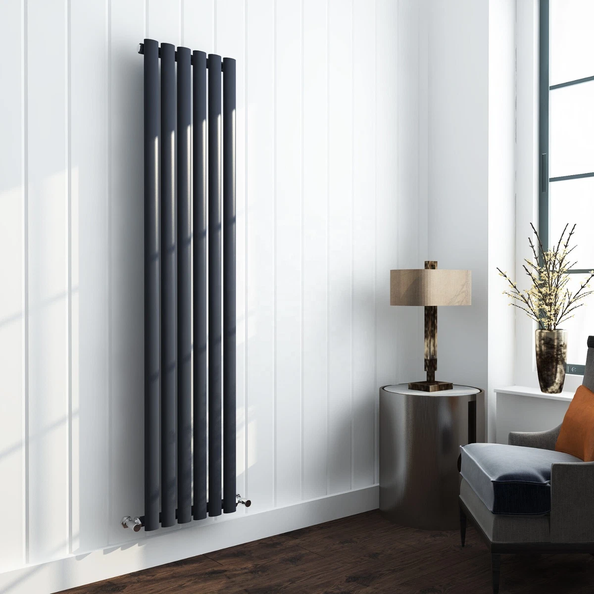 Vertical Radiator - Oval Anthracite Grey RAL7016 - Tall Single u0026amp; Double  Panel | eBay