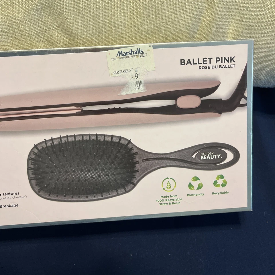 Cortex Beauty Pro Slim 1" Flat Iron Tool Ceramic Plates & Paddle Brush - Image 3 of 4