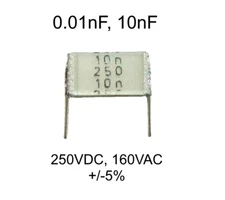 300pcs 0.01uF 250v  Metallized Polyester Film Capacitors (MKT) Silver Caps