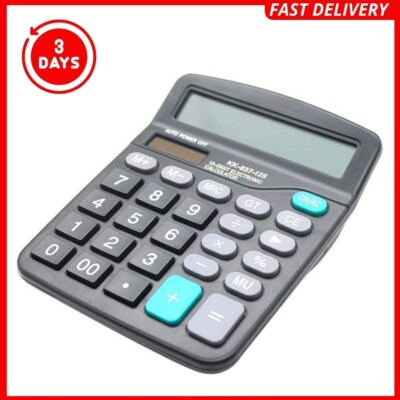 Dual Power Desktop Calculator   12-Digit Large Display & Big Buttons