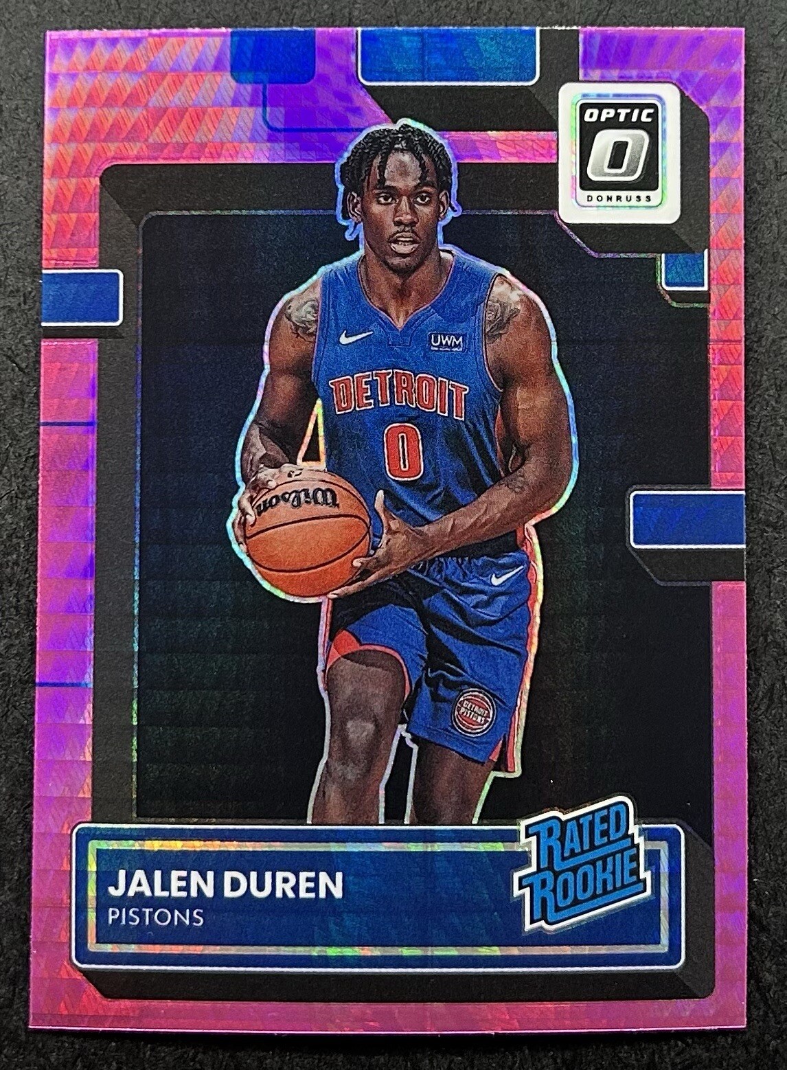 2022-23 Panini Optic Pink Hyper Prizm Jalen Duren Rookie RC #227 Detroit Pistons