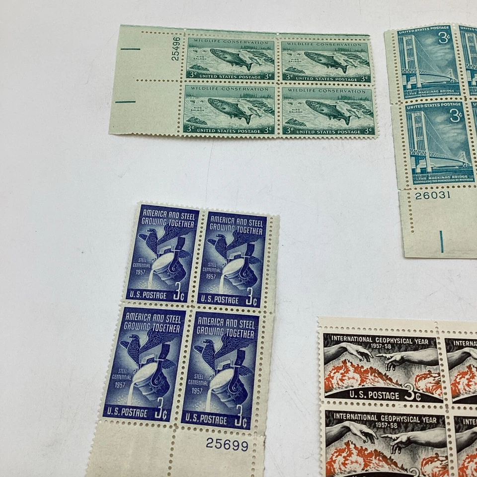 (7) MNH US Postage 3cent 1950’s 4 Stamp Block Lot - Image 2 of 4