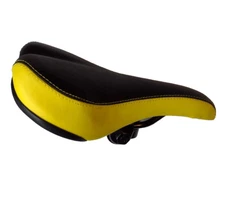 Velo Bike Seat Black Yellow Bicycle Saddle and Seat Clamp- NOS