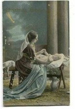 Postcard Christmas Greetings Mary and Baby Jesus 