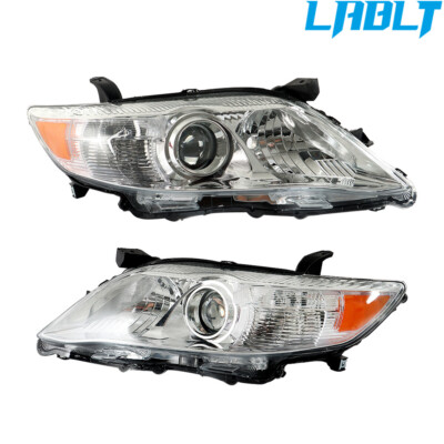LABLT Pair of Headlight Black/White Halogen Headlamps For 2010-2011 Toyota Camry