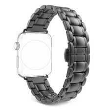 Black Stainless Steel Watch Band Strap For Apple Watch Series SE 44mm
