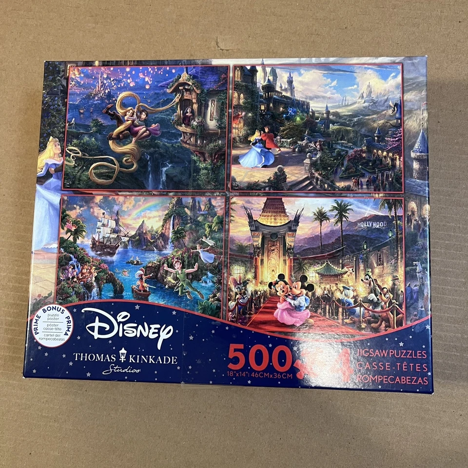 THOMAS KINKADE DISNEY DREAMS COLLECTION MULTI-PACK 4 IN 1 PUZZLE 500 PCS #3674-1 - Image 3 of 4