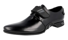PRADA Polished Leather Monk Dress Shoes Sneaker Sole Black NEW -  US 10 EU 43