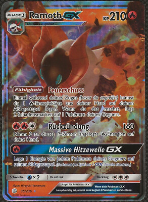 Pokemon RAMOTH GX 35/236 Sun Moon Cosmic Eclipse Volcarona German De Deutsch NM