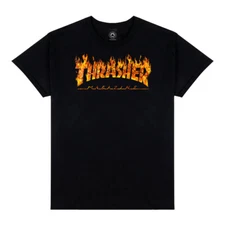 Thrasher Magazine INFERNO LOGO Skateboard T Shirt BLACK
