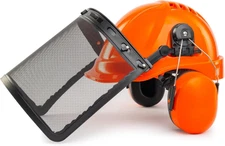 ANSI Approved Chainsaw Hard Hats with Adjustable Ear Muffs & Face Shield Visor