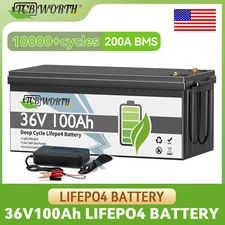 36V 100Ah Golf Cart LiFePO4 Lithium Battery 200A BMS for EZGO TXT Off-Grid Motor