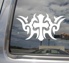 Tribal Gothic Cross - Catholic Christian - Car Window Vinyl Decal Sticker 08035