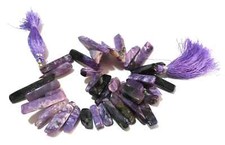 Russian Charoite Stick Free Size Gemstone Beads 7.5"Inch 126Cts/42Pcs