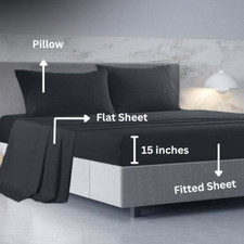HIGH QUALITY SHEET SET 600 TC BLACK 100 EGYPTIAN COTTON BEST US SIZE