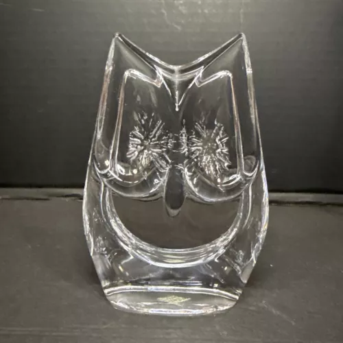 Signed Daum France Crystal Owl Figurine Paperweight 5.25”