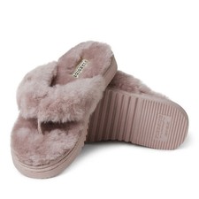 Fireside By Dearfoams Auburn Genuine Shearling Thong Women's Slipper Dust Pink 9
