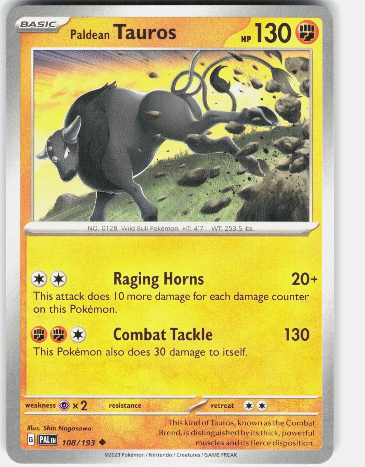 Paldean Tauros 108/193 Uncommon Paldea Evolved Pokemon Near Mint