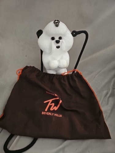 TIMMY WOODS BEVERLY HILLS WHITE BICHON FRISE DOG SHOULDER BAG PURSE ACACIA WOOD