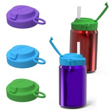 3-pack Soda Can Lids with Straw,3-color Silicone Soda Can Covers,Reusable Pop...