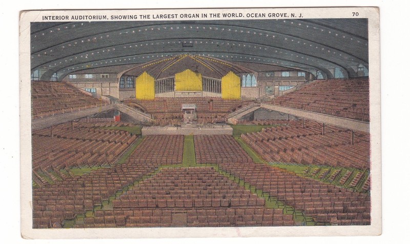 Ocean Grove, New Jersey antique postcard / largest organ in world / auditorium