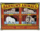 VINTAGE BARNUM'S ANIMAL CRACKERS PORCELAIN SIGN GAS STATION OIL PUMP NABISCO