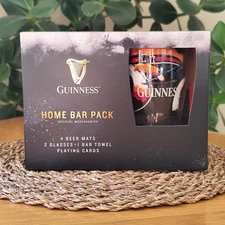 Guinness Home Bar Pack Toucan Pint Glasses | Playing Cards | Beer Mats