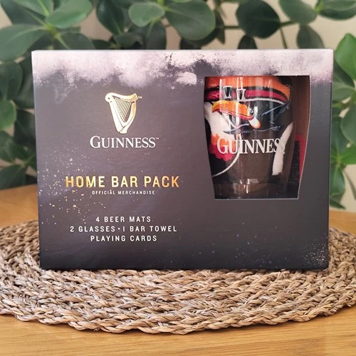 Guinness Home Bar Pack Toucan Pint Glasses | Playing Cards | Beer Mats