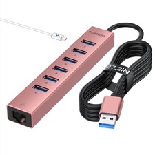 Aluminum USB 3.0 Adapter USB to Ethernet HUB with 120CM Long Cable for Laptop...