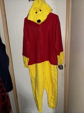 Adult Winnie The Pooh Hooded Plush Costume Size M Jumpsuit/ Pajamas NEVER WORN