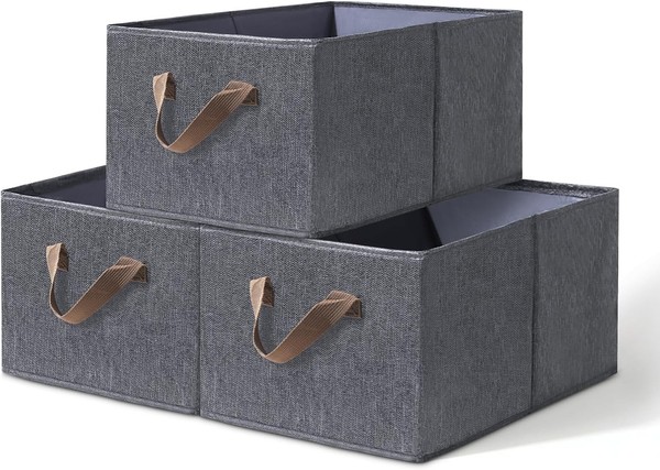 Aufbewahrungskorb 3Er Set Faltbar Mit Griffen Aufbewahrungsboxen FüR Zuhause-image
