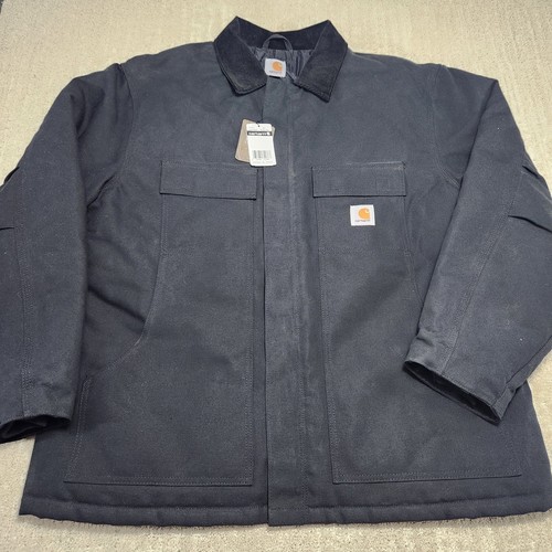 Carhartt Jacket Men XL C003 Black Loose Fit Firm Duck Insulated Corduroy Color