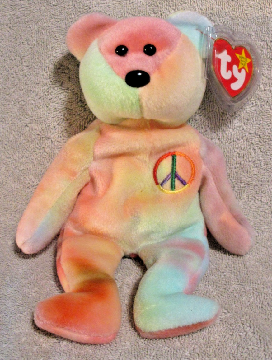 Ty Beanie Baby Peace Bear DOB February 1, 1996 MWMT Free Shipping
