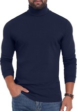 Men Cotton Turtleneck Shirt Long Sleeve Slim Fit Lightweight Thermal Pullover