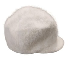 Womens Holiday Winter Hat Trim Angora Nylon Blend White OSFA