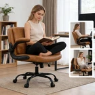 Home Office Criss Cross Chair Adjustable 360° Swivel Chair w/ Flip Backrest&Arms