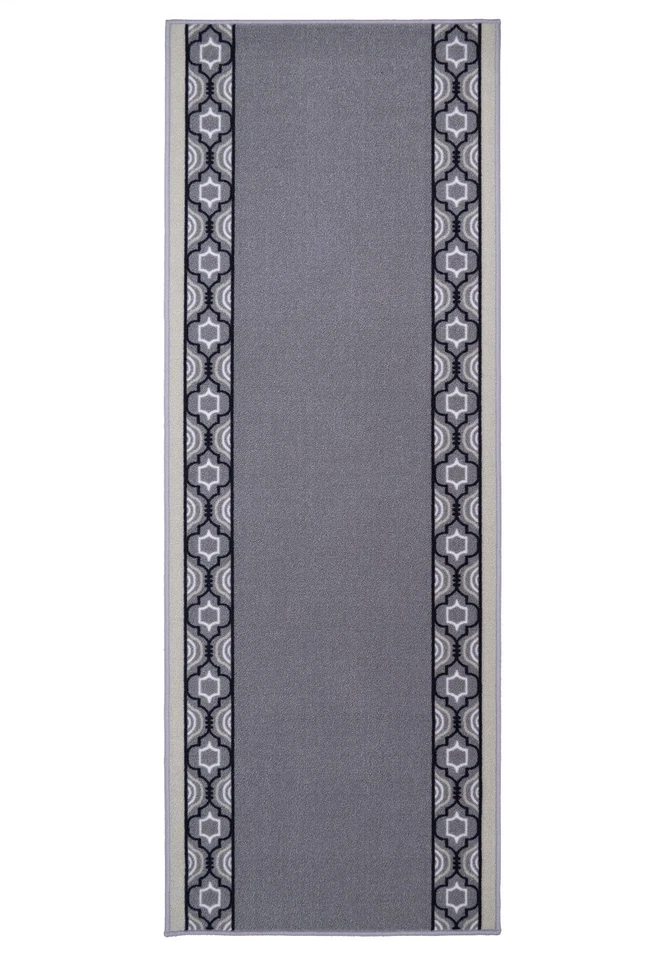 Alfombra de corredor gris enrejado de bajo perfil lavable a máquina antideslizante tamaño personalizado Foto 2 de 4