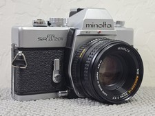 Minolta SRT 201 35mm Film Camera, Strap w/ MD 50mm f1.7 Rokkor X Lens TESTED