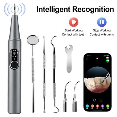Visual Plaque Remover, 5-Mode Tartar Remover, Rechargeable Teeth Cleaning Kit