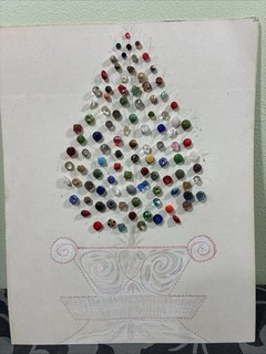 Vtg Button Tree Collector Card Diminutive Buttons Small Detailed Various Antique