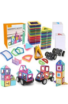 Magnetische Konstruktionsbausteine Blöcke Set 85 tlg. Lernspielzeug Kinder 3+